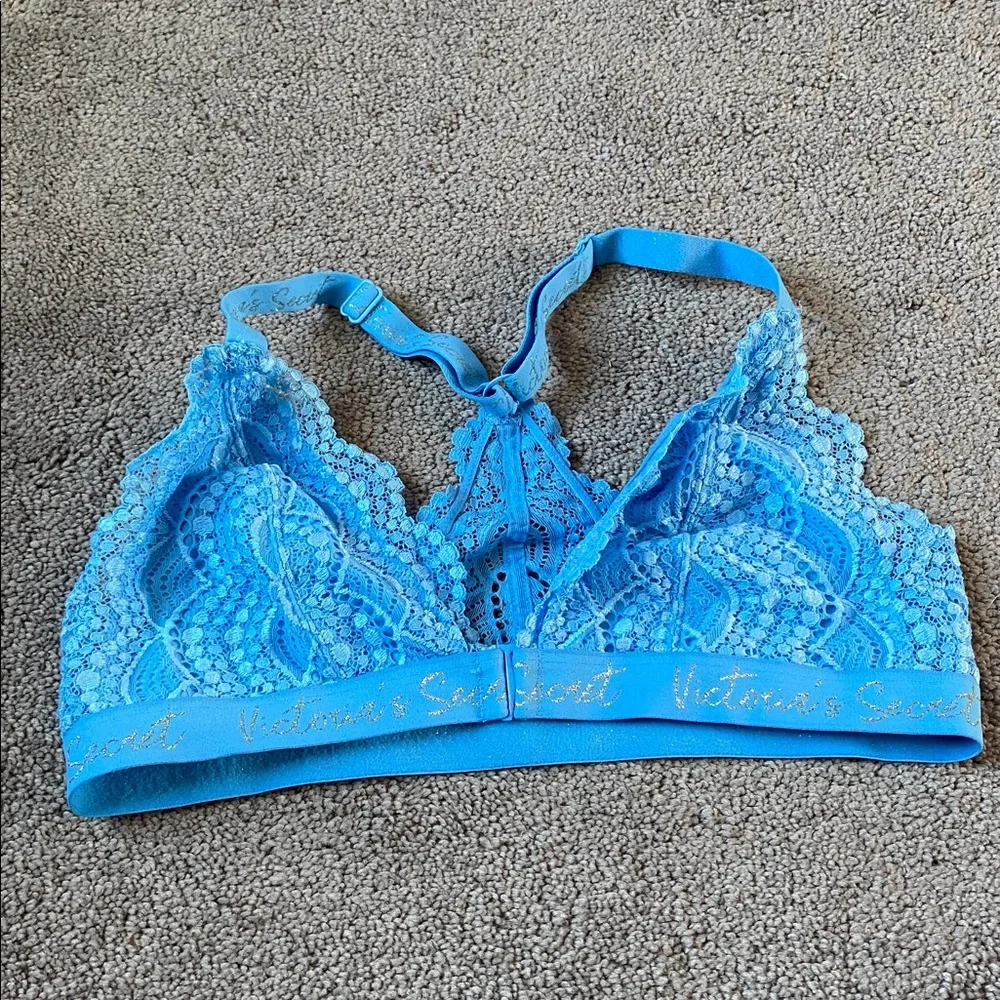 Victoria’s Secret Lace Bralette Bundle Black Blue Racerback Unlined SIZE S